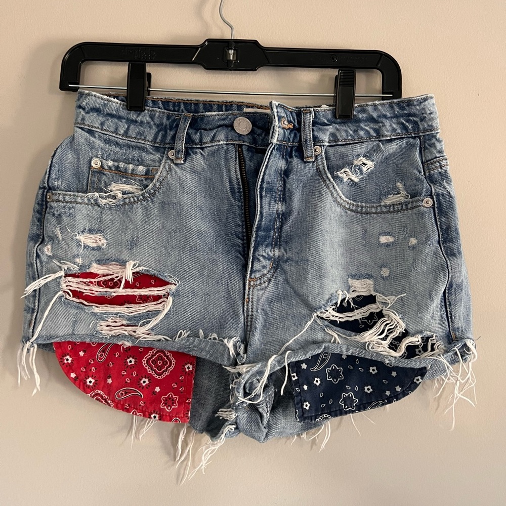 Garage Red White & Blue Jean Shorts